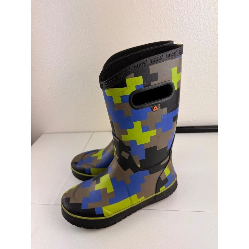 Bogs Youth Waterproof Rain Boots Size 4 EU 37 Camo Pixel‎ Digital Pattern